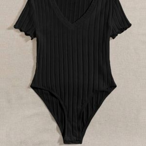 Lettuce trim rib Knit bodysuit